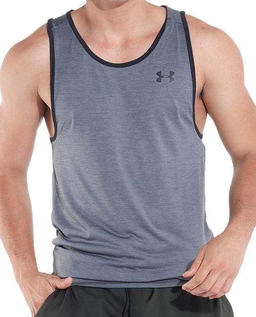 Camiseta deportiva sin mangas heather gris para hombre