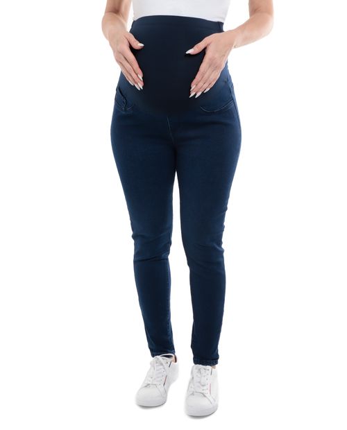 Jeans Sabrina maternal skinny azul de cintura alta para dama